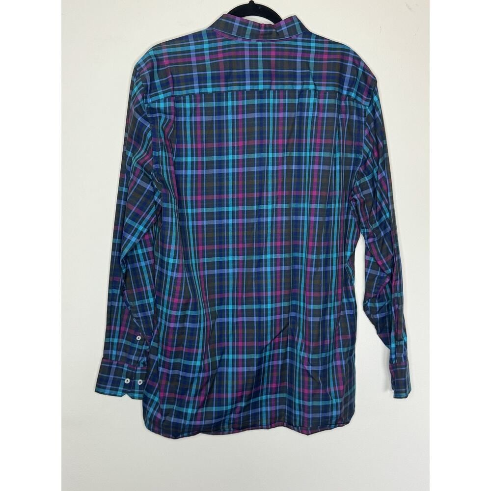 Southern Tide Button Down Shirt Classic Fit Plaid Blue Purple Green LG Cotton - Picture 3 of 9